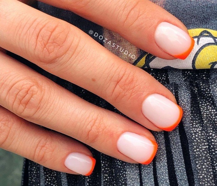 Осенний френч на короткие ногти