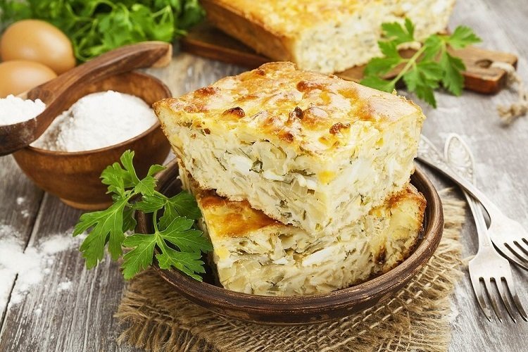 Заливной пирог с капустой на кефире