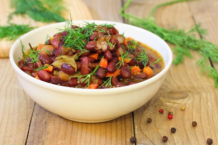 Лобио с грибами