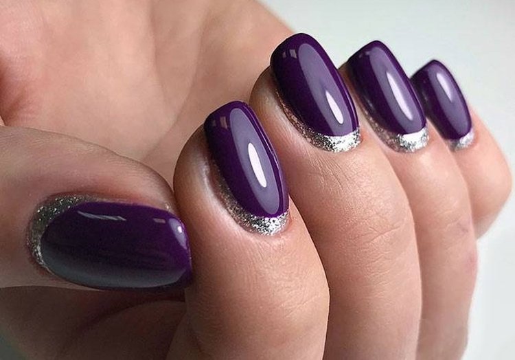 Обратный френч с блестками