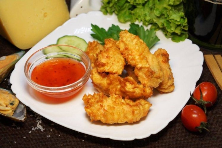 Кляр для рыбы из сметаны и острого кетчупа