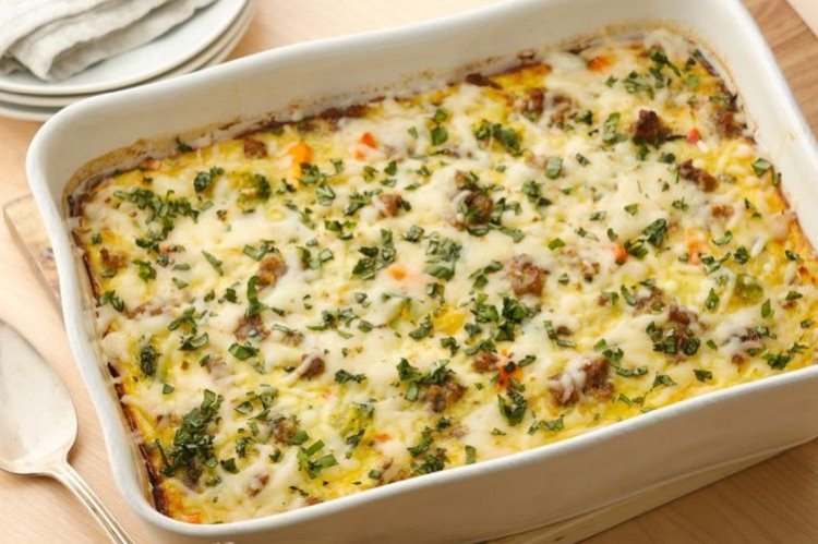 Омлет с фаршем в духовке