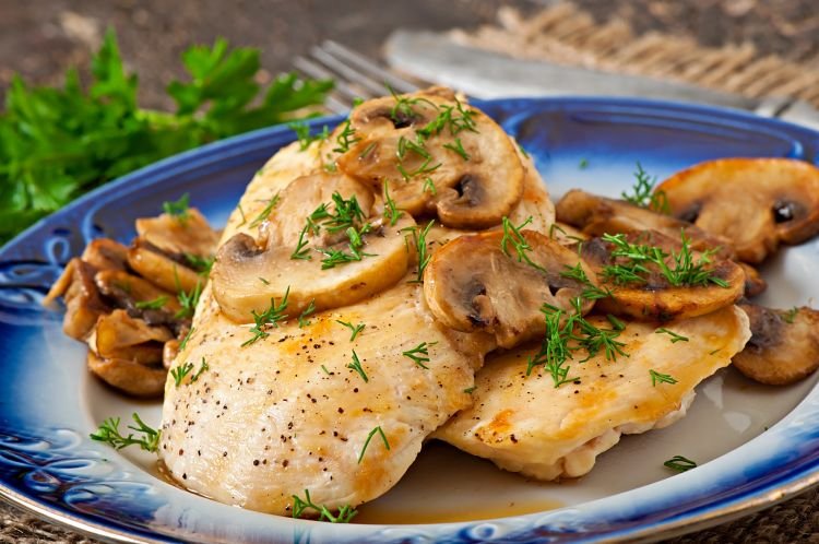 Запеченное куриное филе с грибами в духовке
