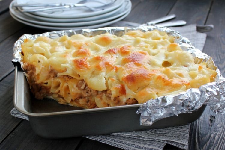 Запеканка с макаронами и фаршем