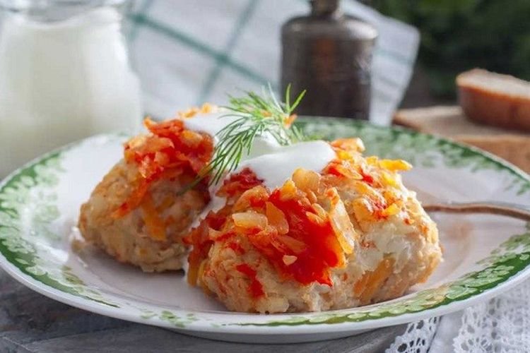 Ленивые голубцы с баклажанами в духовке