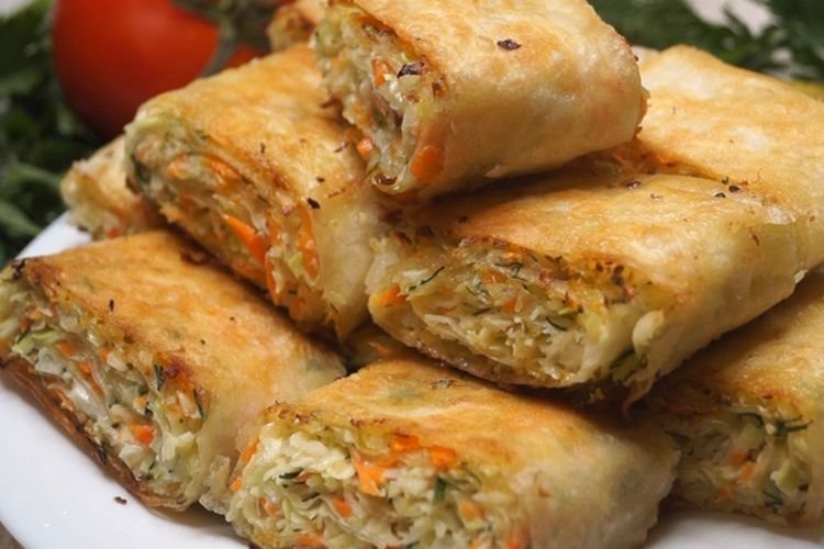 Хрустящий лаваш с овощами