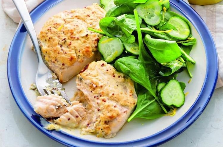 Морской окунь с горчицей