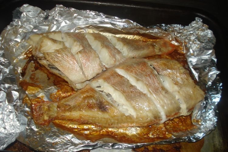 Морской окунь в фольге