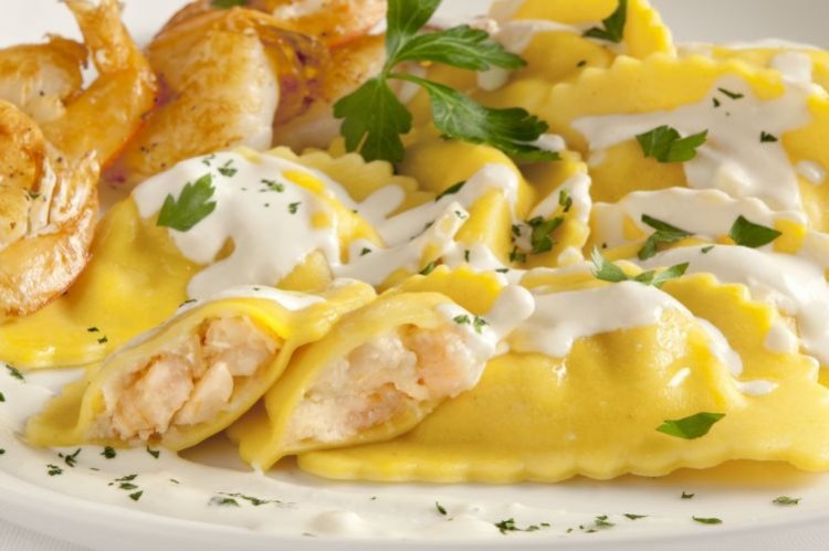 Равиоли с креветками