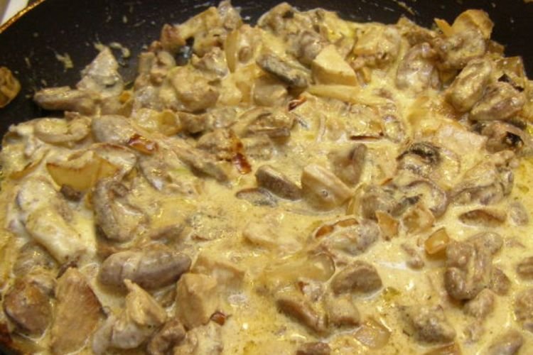 Куриные сердечки с печенью