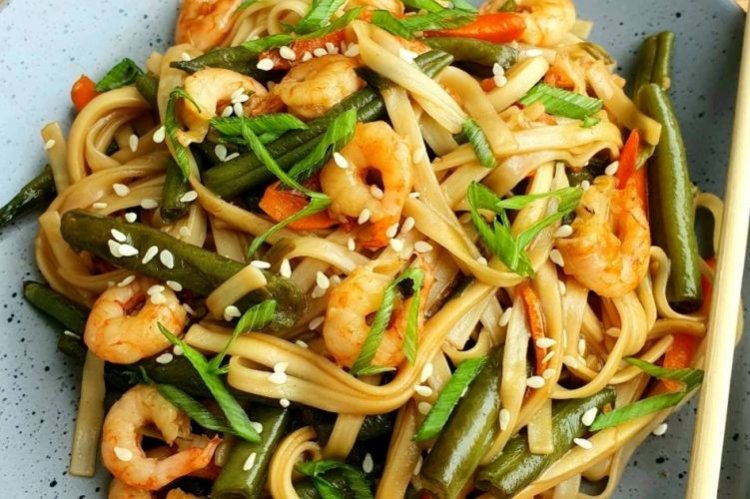 Удон с креветками