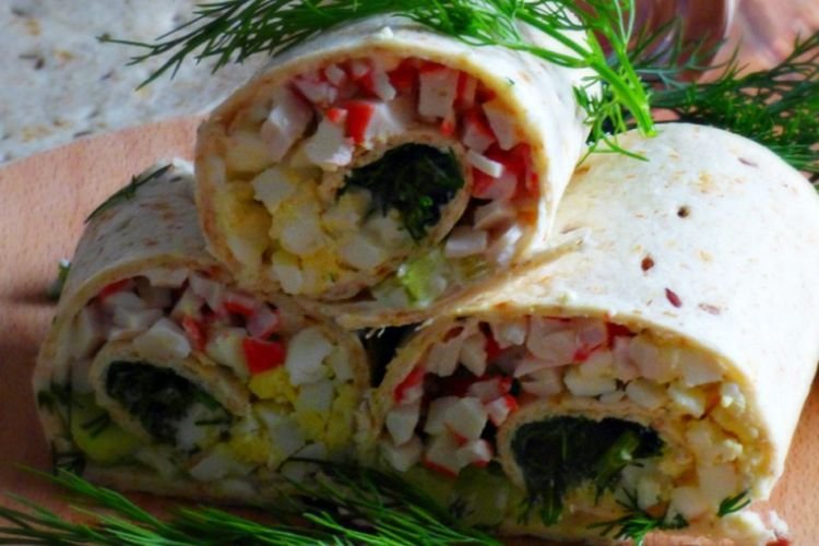 Тортилья с крабовыми палочками