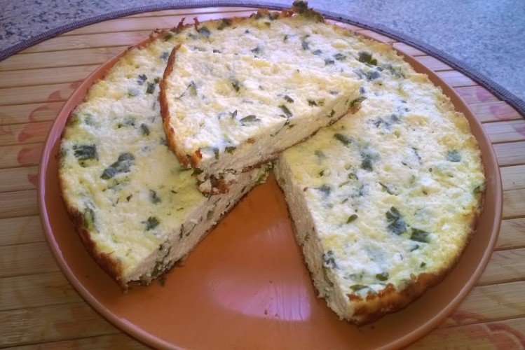 Запеканка из творога с зеленью