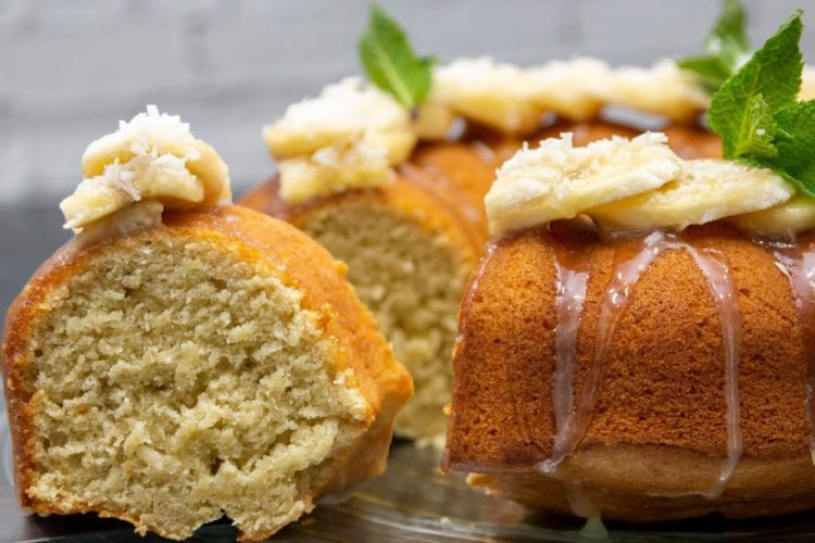 Банановый кекс с яблоками