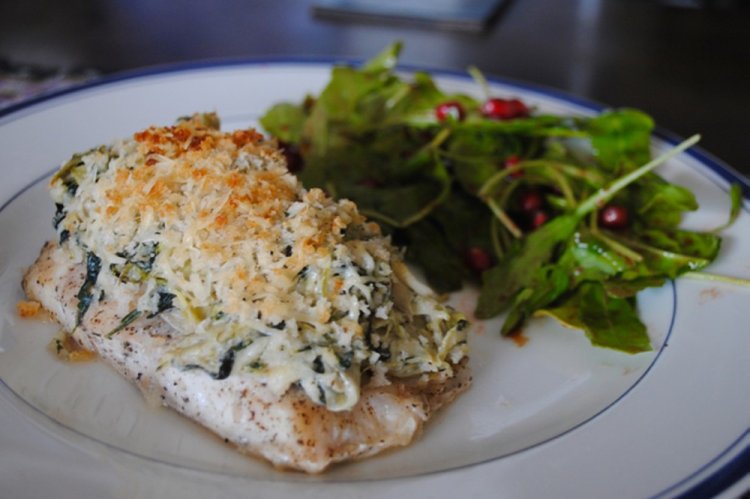 Тилапия со шпинатом