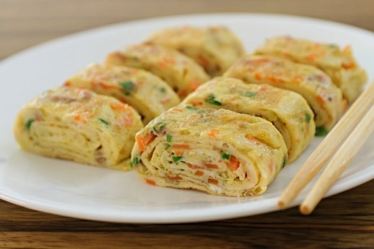 Тамагояки с овощами