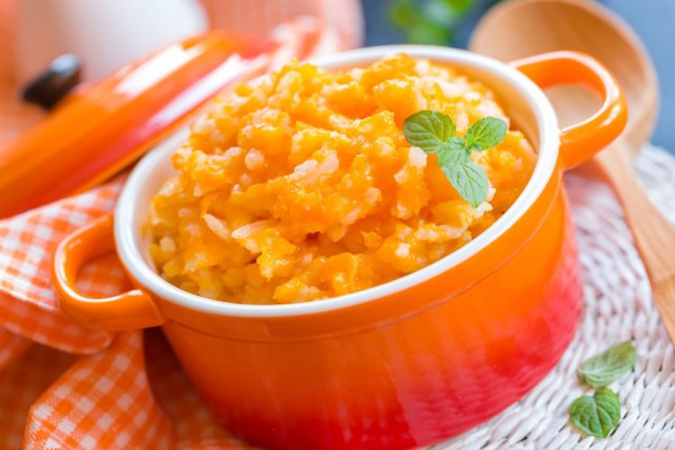 Рисовая каша с тыквой на молоке и воде