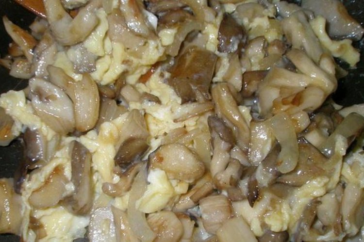 Жареные опята с яйцом