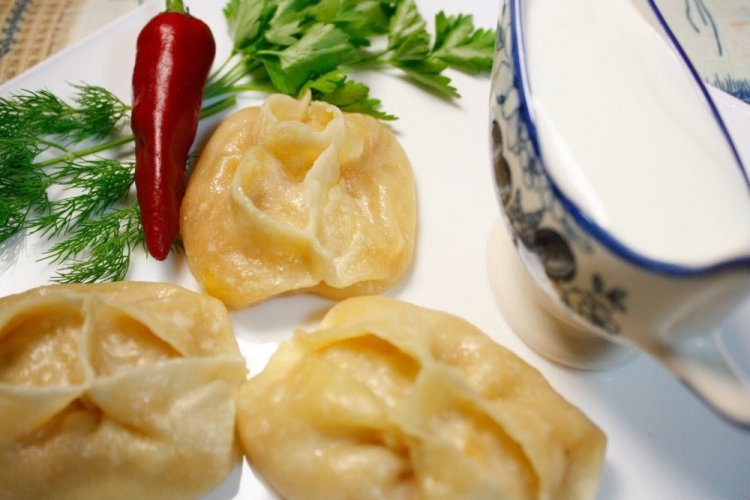 Манты с тыквой на сковороде