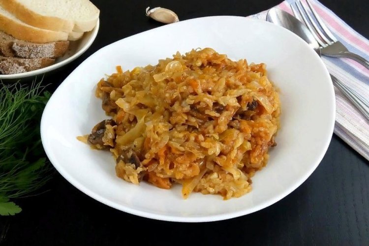 Постный бигус с рисом и овощами