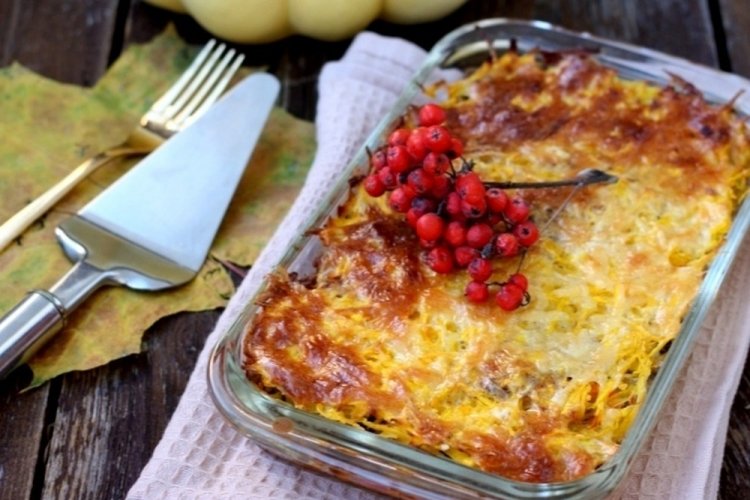 Запеканка из тыквы с фаршем