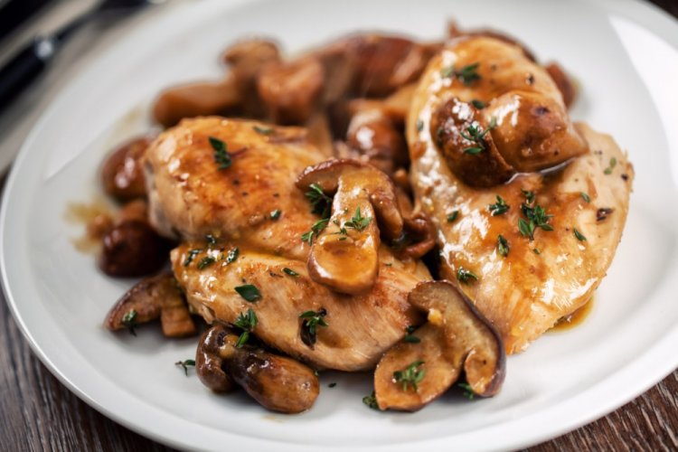 Курица с грибами в соевом соусе