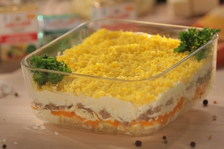 Салат Мимоза с рисом