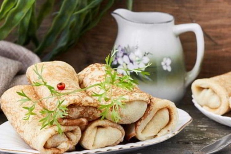 Блины с ветчиной, грибами и сыром