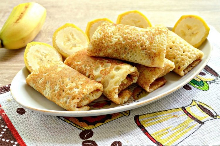 Блины на кефире с бананом