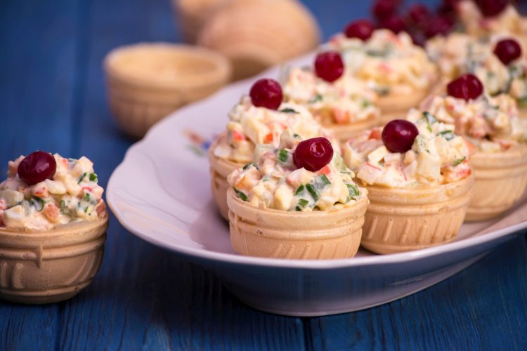 20 легких рецептов тарталеток с крабовыми палочками