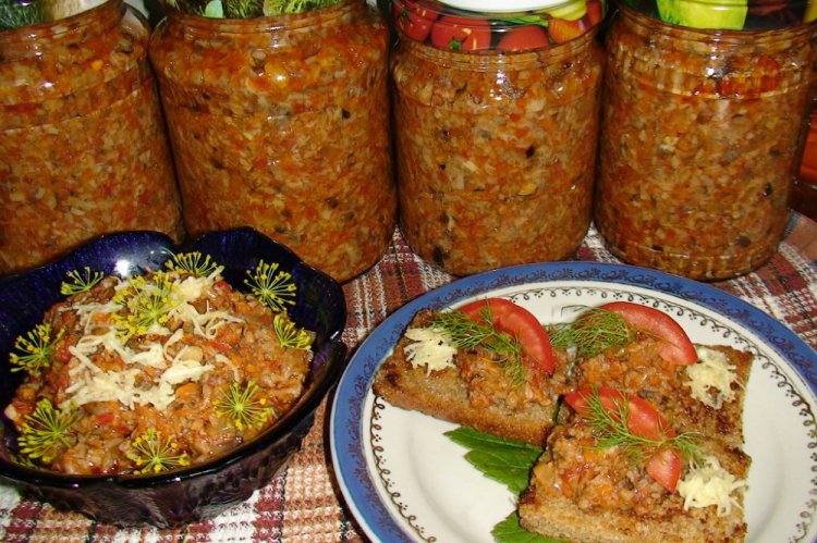 Грибная икра с помидорами на зиму