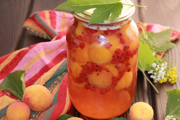 Компот из абрикосов и красной смородины