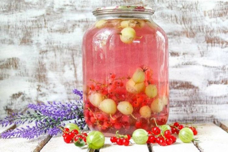 Компот из красной смородины и крыжовника на зиму