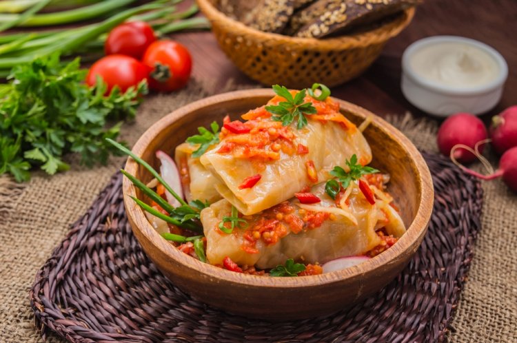 Постные голубцы с грибами