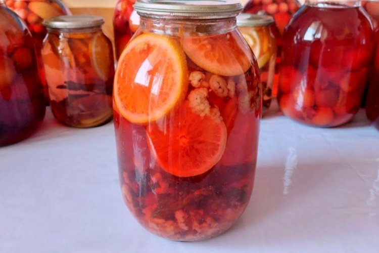 Компот «Мохито» из апельсинов, малины и мяты