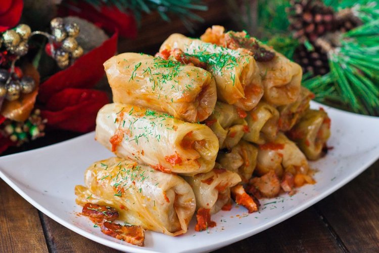 Постные голубцы с грибами и рисом