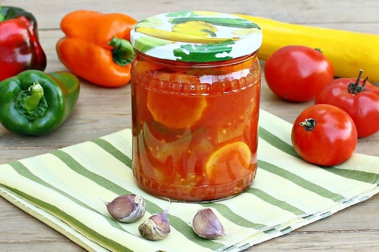 Лечо из кабачков и болгарского перца без уксуса