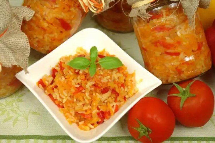 Салат с рисом и овощами со стерилизацией