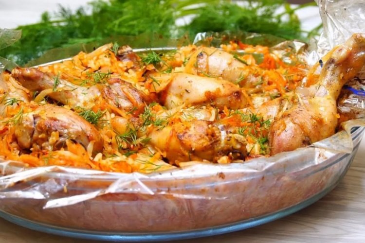 Куриные ножки с овощами в рукаве