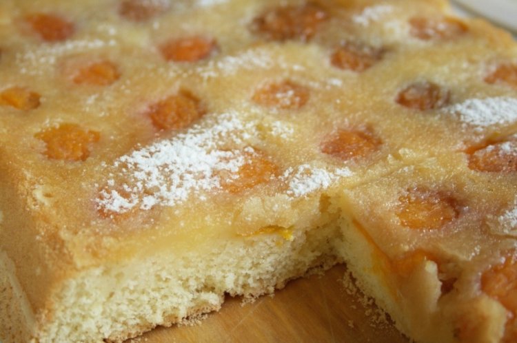 Шарлотка с абрикосами на молоке