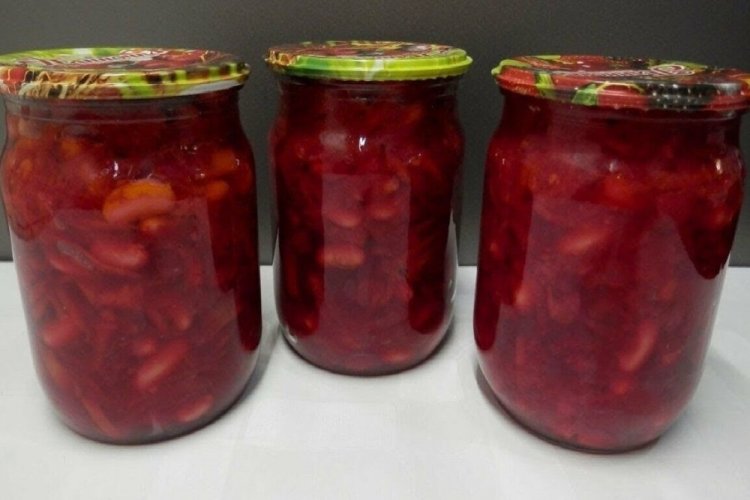 Салат из свеклы с фасолью на зиму
