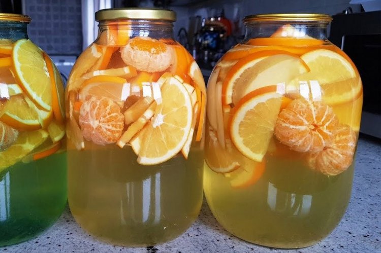 Компот из дыни с мандаринами на зиму