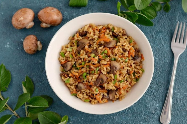 Плов с шампиньонами на костре