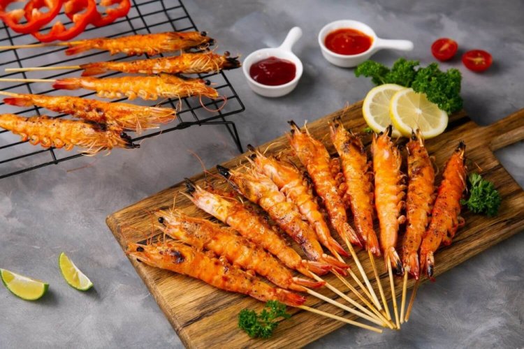 Лангустины с лимоном на мангале