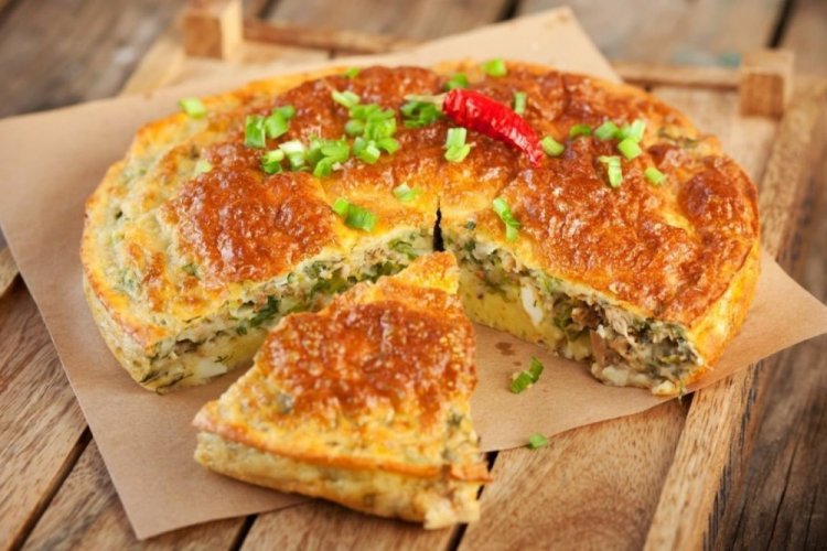 Пирог на кефире с рыбными консервами