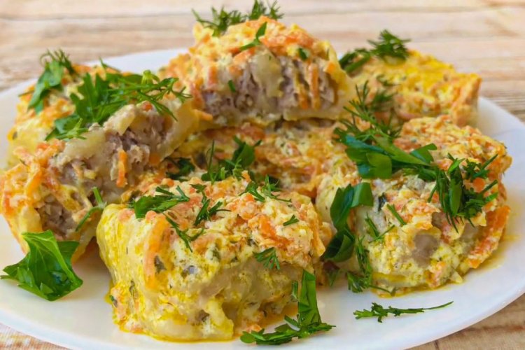 Ленивые пельмени с грибами