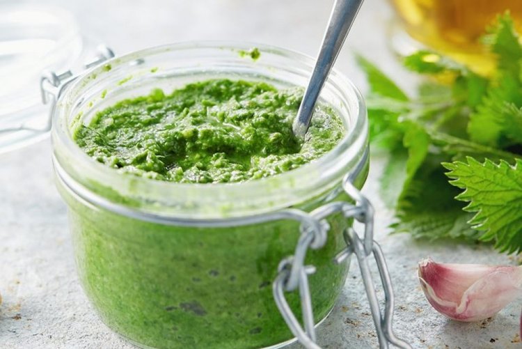 Соус песто из крапивы и фисташек