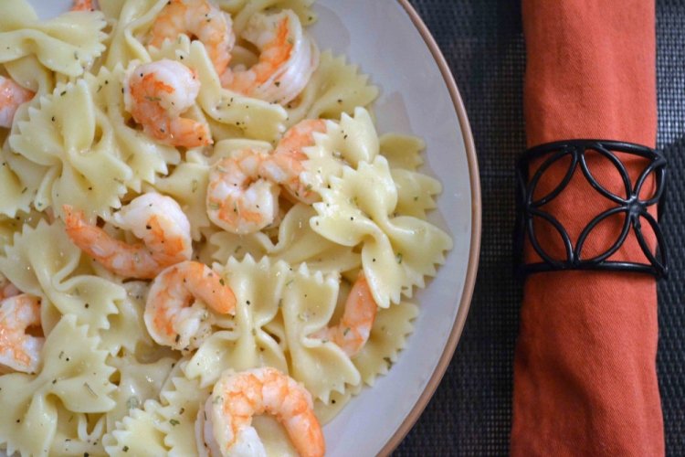 Макароны с креветками