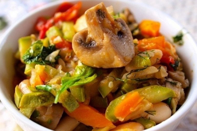 Овощное рагу с грибами без картошки