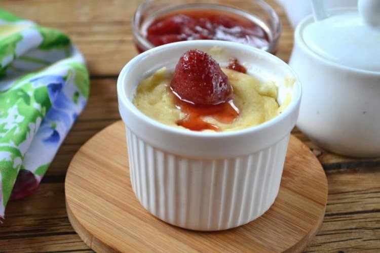 Творожный пудинг с овсяным молоком в микроволновке